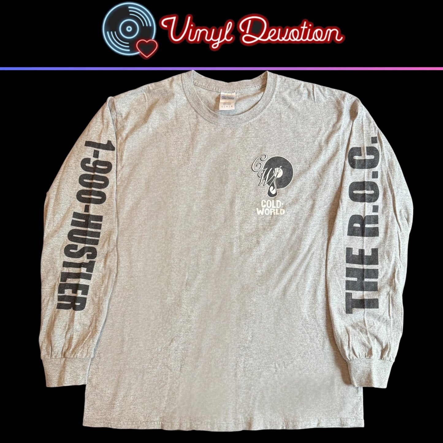 Cold World Hardcore Band 1-900 Hustler RIP Gray Long Sleeve T-Shirt Size L