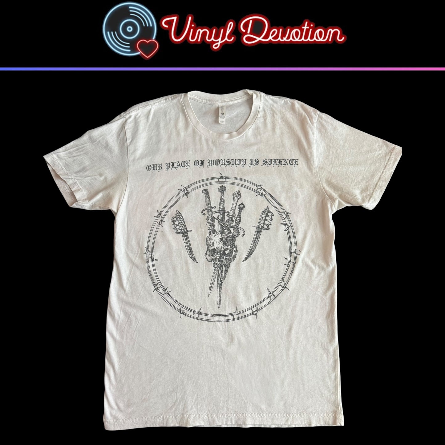 Our Place Of Worship Is Silence Band Lawlessness Will Abound White T-Shirt Size M