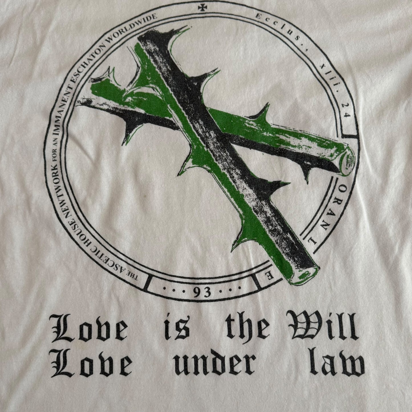 Ascetic House Record Label White T-Shirt Size L Alister Crowley Destruction Unit Body Of Light