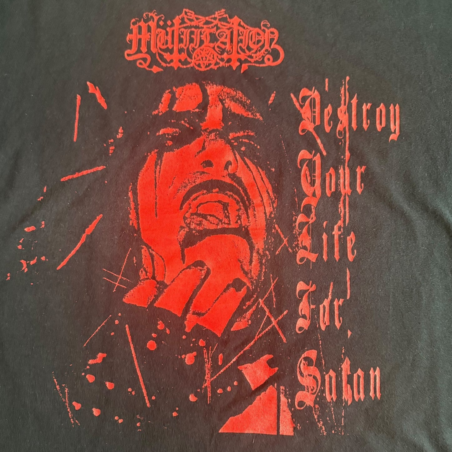 Mütiilation Black Metal Band Destroy Your Life For Satan T-Shirt Size XL Mutiilation