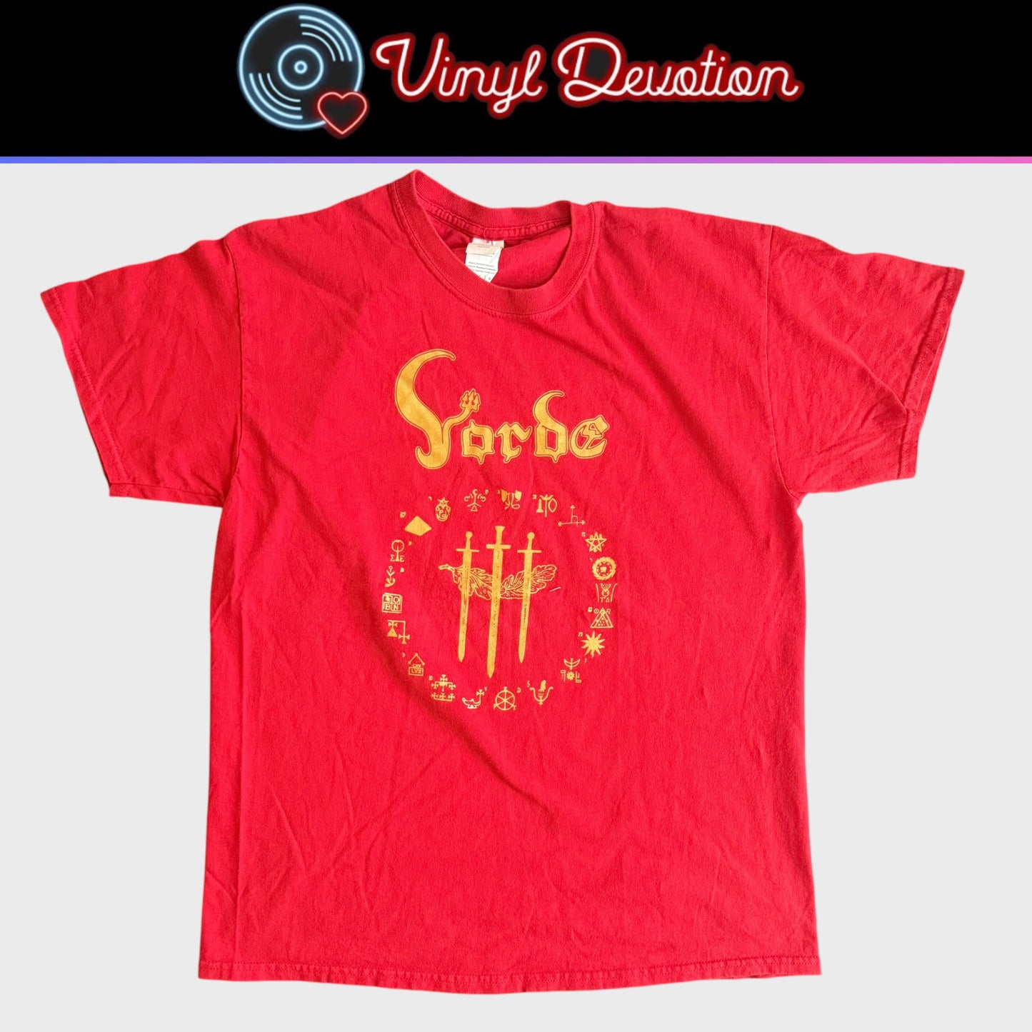 Vorde Band Red T-Shirt Size L Black Metal