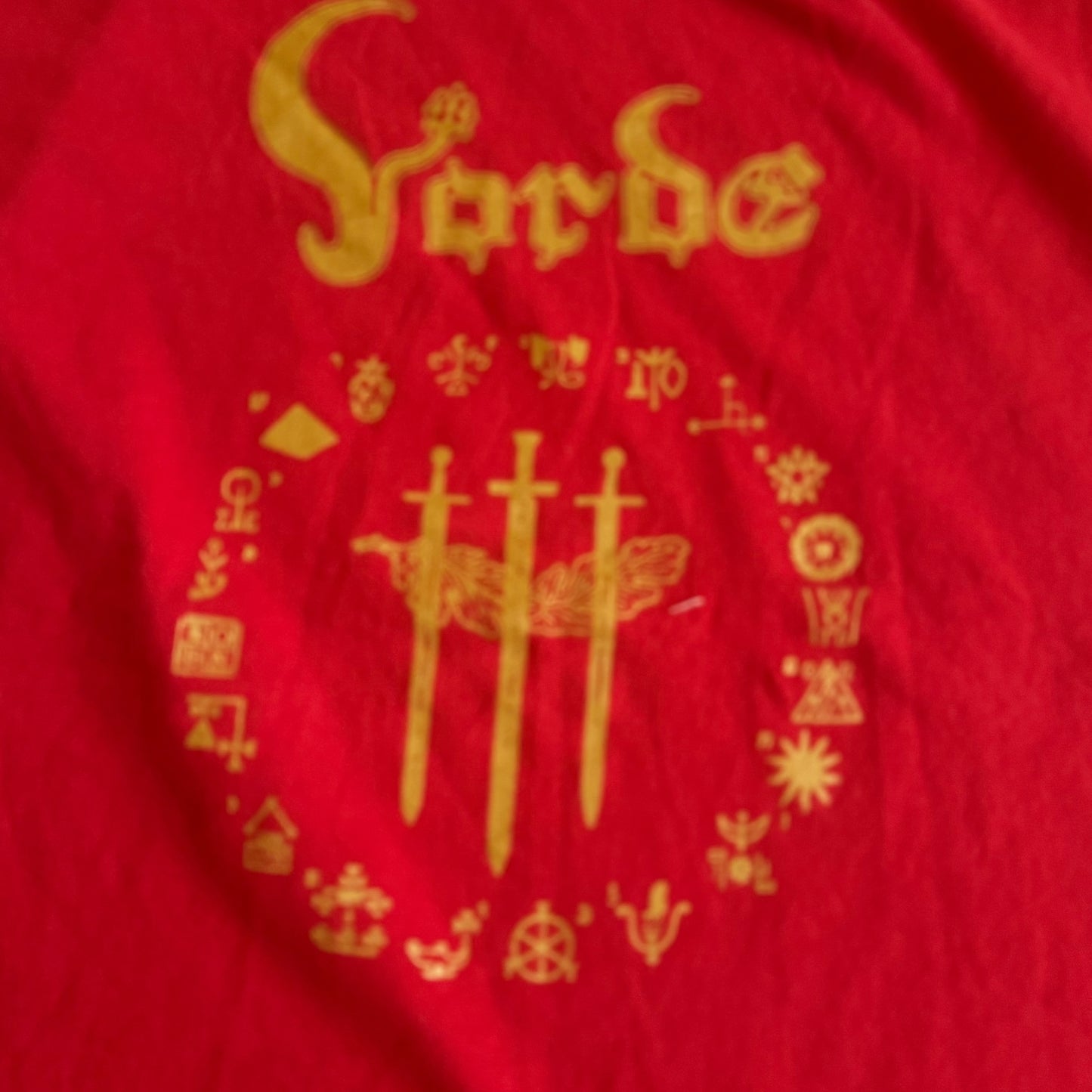 Vorde Band Red T-Shirt Size L Black Metal