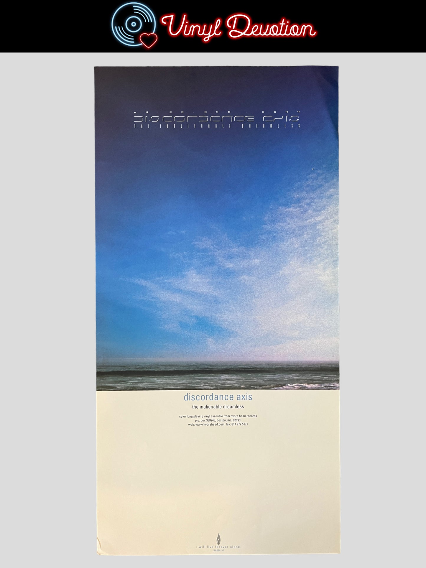 Discordance Axis - The Inalienable Dreamless Promo Poster Vintage 2000 12 x 24 inches