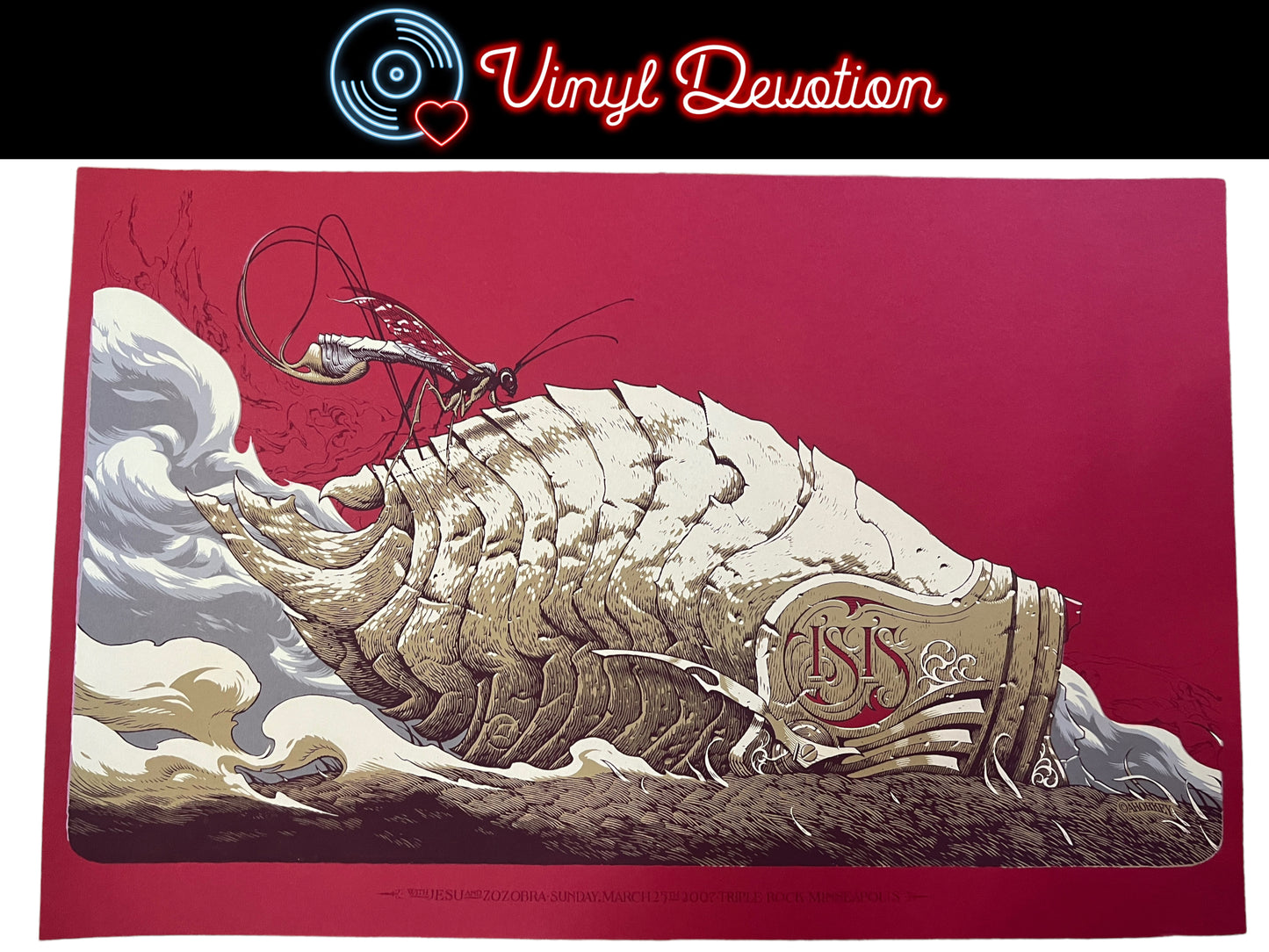 Isis The Band / Jesu/ Zozobra Red Triple Rock in MA 2007 Tour Poster Horkey 25.5 X 16.5 inches