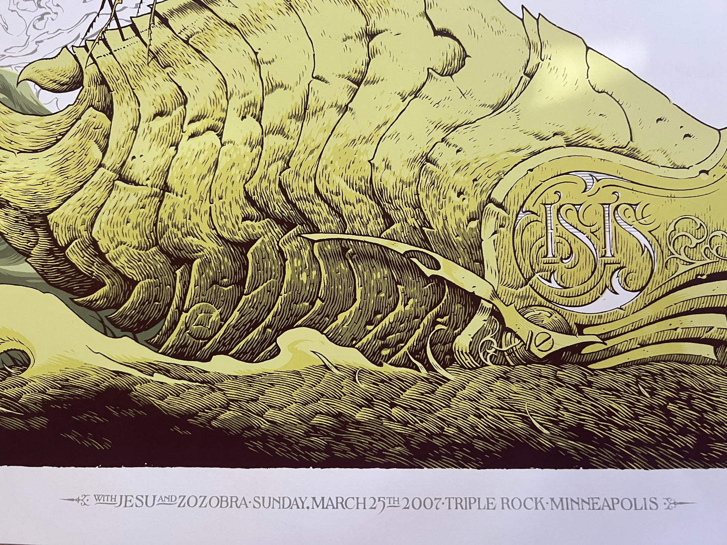 Isis The Band / Jesu/ Zozobra White Triple Rock in MA 2007 Tour Poster 25.5 X 16.5 inches