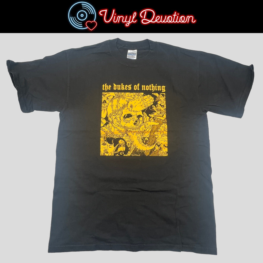 Dukes of Nothing Yellow Skull Black Shirt Size Medium