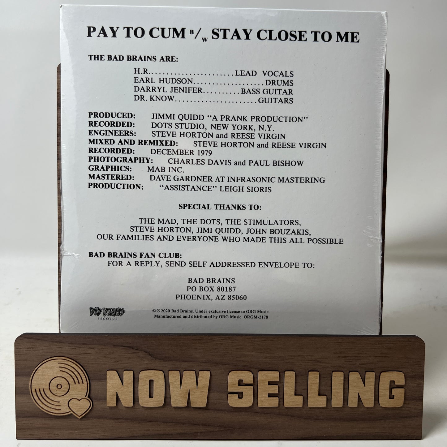 Bad Brains - Pay to Cum Vinyl 7" Silver SEALED