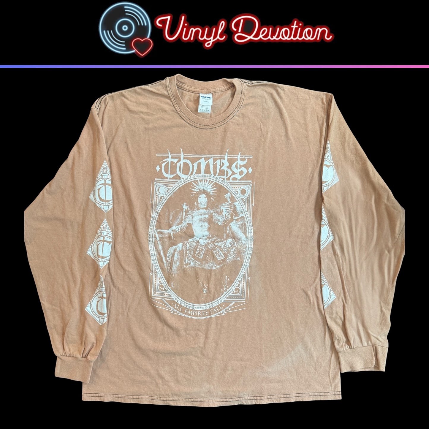 Tombs Band All Empires Fall Bleached Black Long Sleeve T-Shirt Size XL Anodyne Psycroptic
