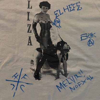 NOFX Band Liza 1996 Vintage Tan T-Shirt Size XL SIGNED BY THE BAND