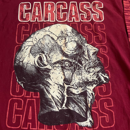 Carcass Band Necro Head Long Sleeve Maroon T-Shirt Size L