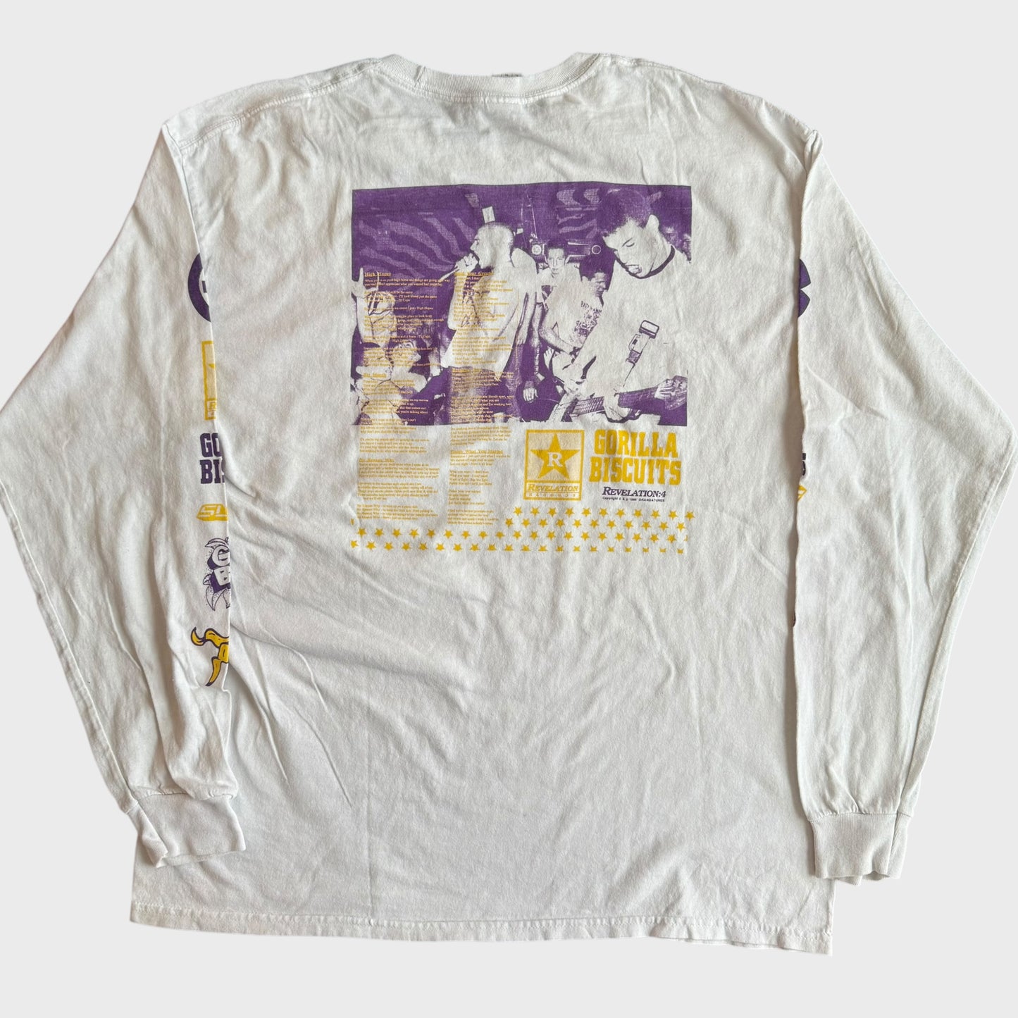 Gorilla Biscuits Band Hold Your Ground  White Long Sleeve T-Shirt Size XL