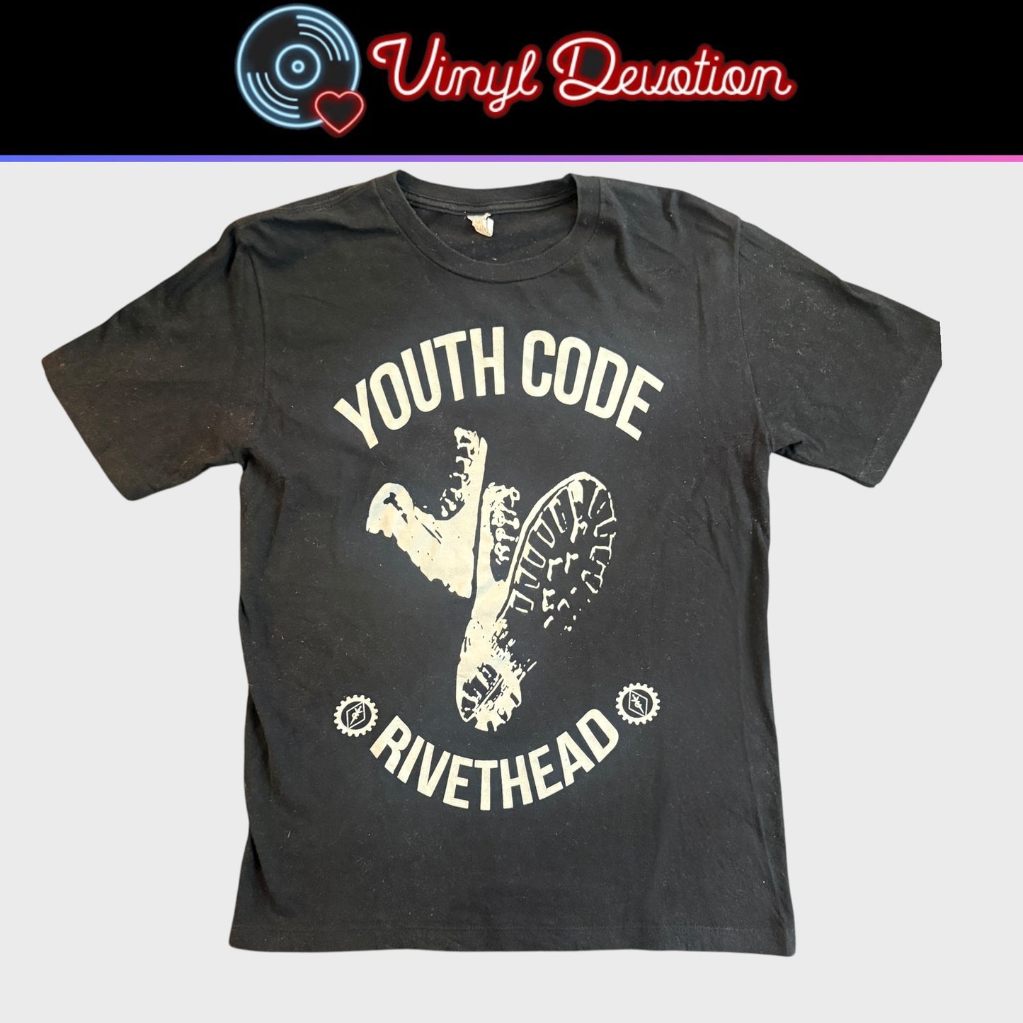 Youth Code Band Rivethead Black T-Shirt Size M Slim Fit