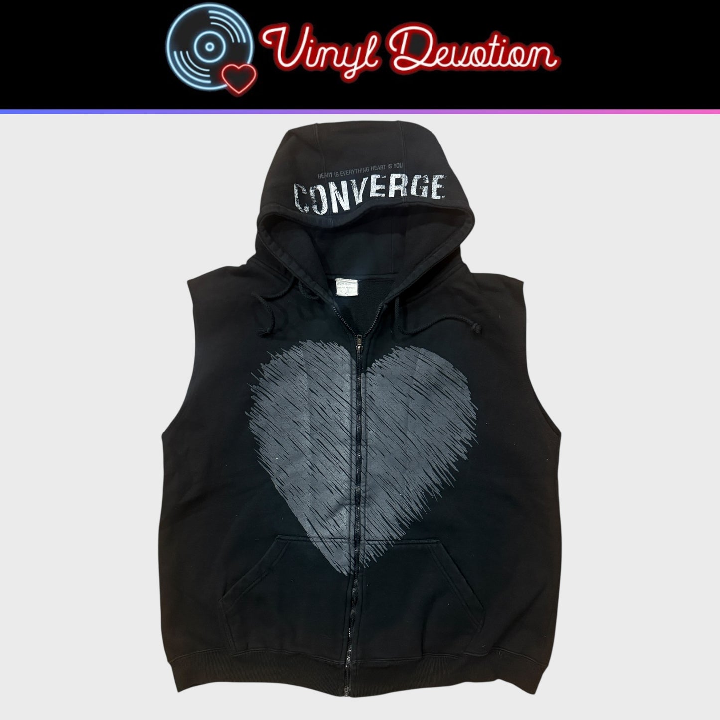 Converge Band You Fail Me Heartless 2004 Zip Up Sleeveless Hoodie Size XL