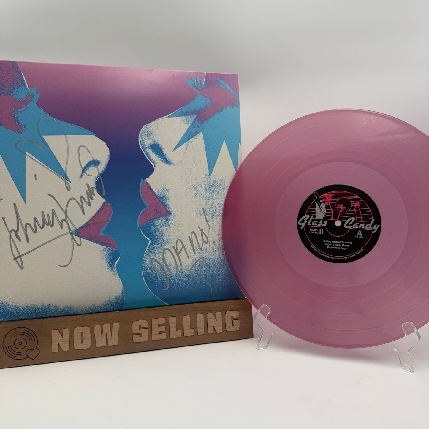 Glass Candy - Feeling Without Touching Vinyl Pink Lemonade SIGNED Italians Do It Better