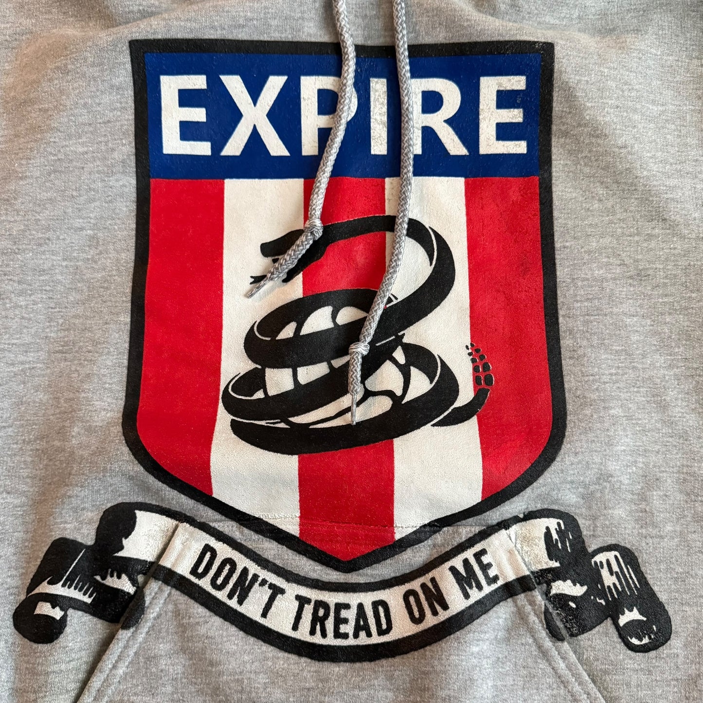 Expire Band Don't Tread On Me Gray Pullover Hoodie Size S Hardcore