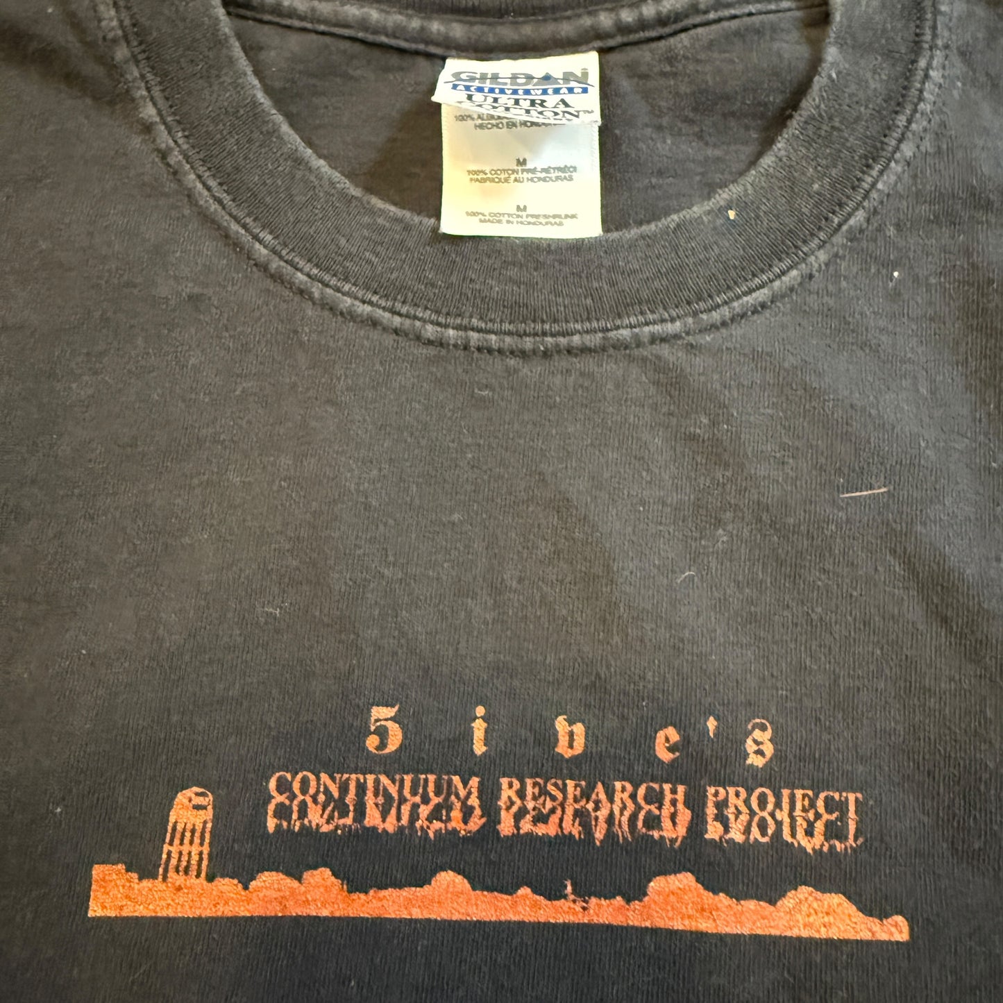 5ive's Continuum Research Project Band 2002 Vintage Cut Sleeves T-Shirt Size M Palms Gozu ISIS The Band