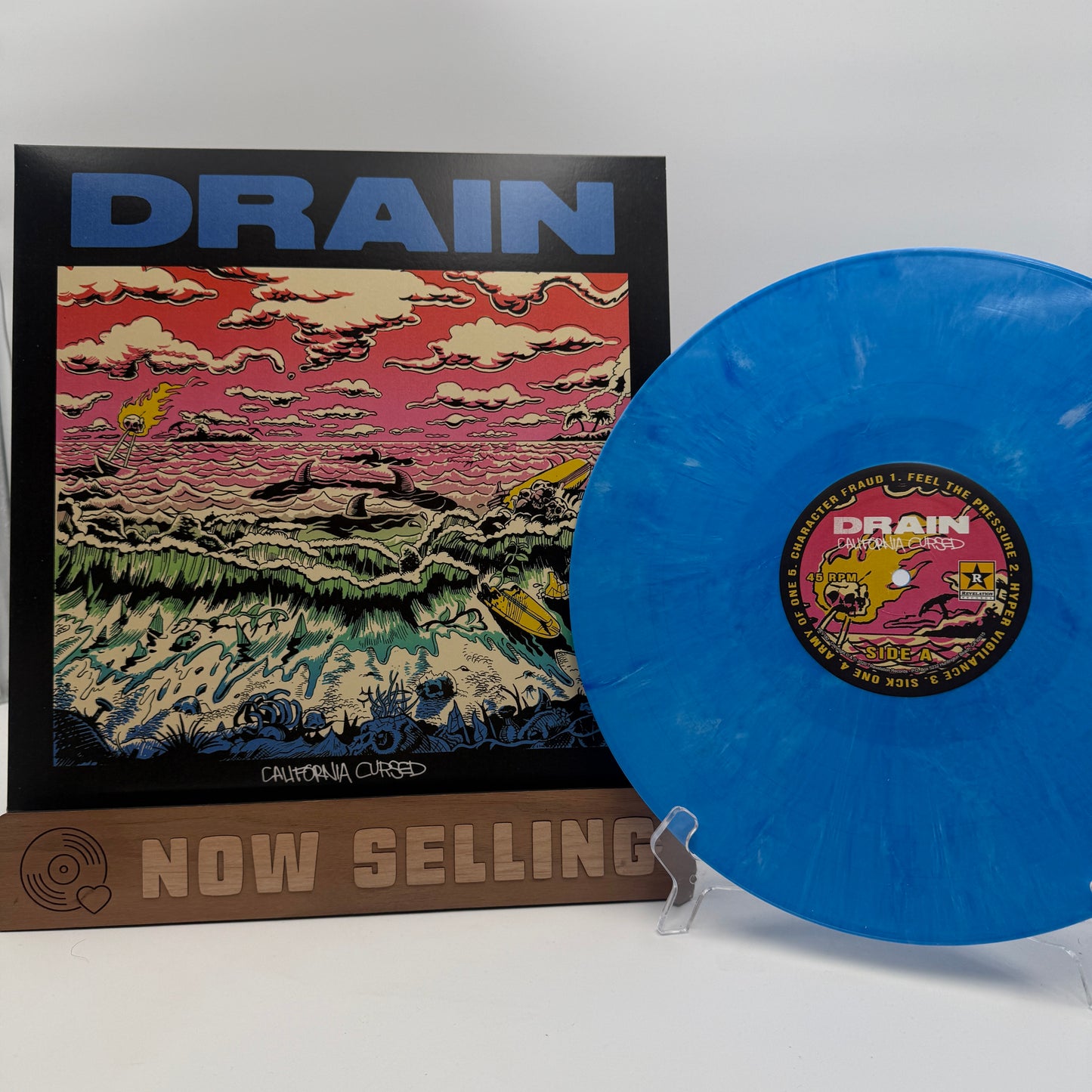 Drain - California Cursed Vinyl LP Repress Blue White Marble