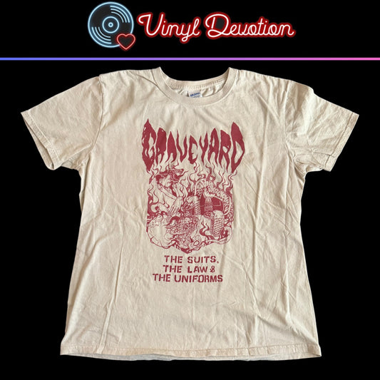 Graveyard Band The Suits The Law & The Uniforms - Lights Out Tan T-Shirt Size L
