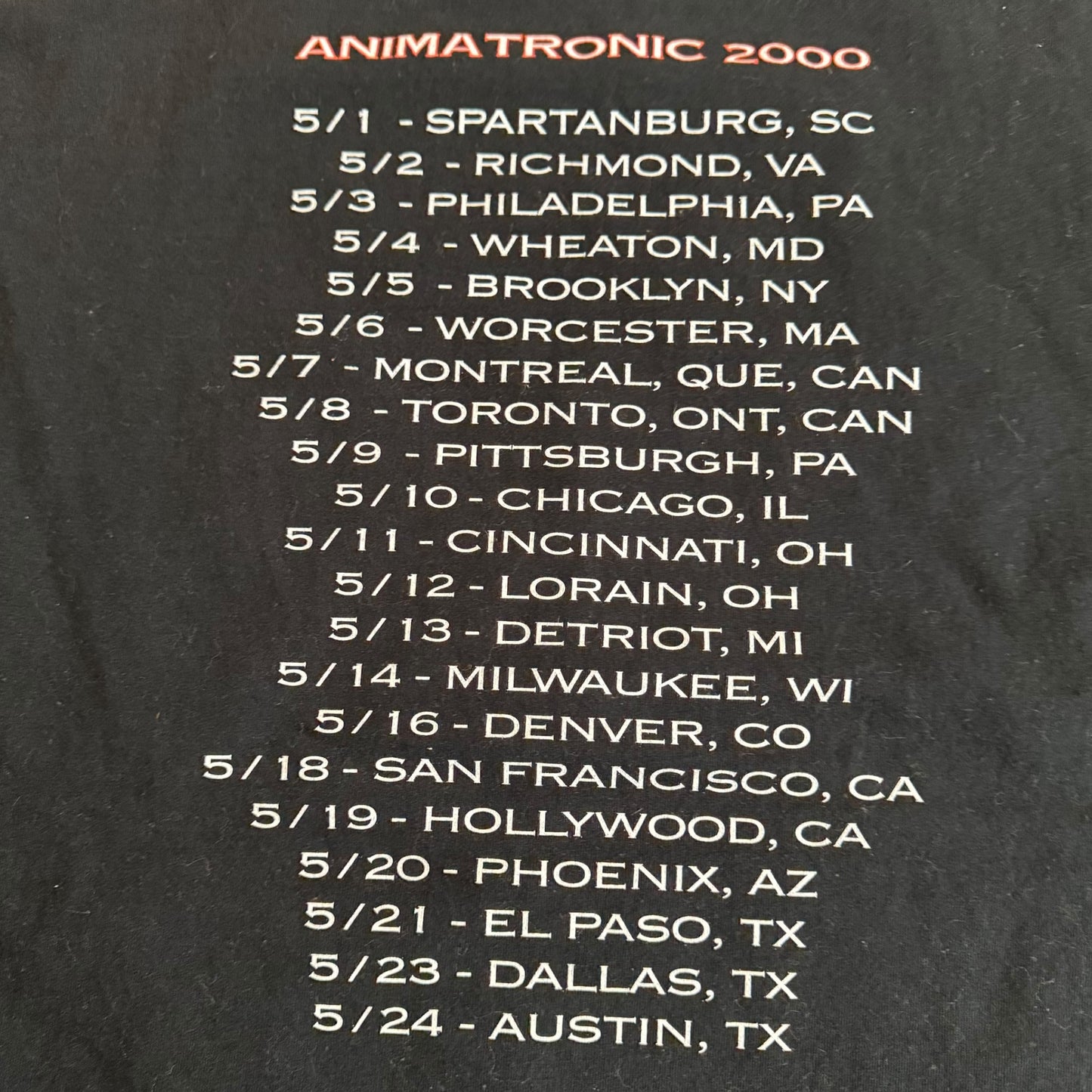 The Kovenant Band Animatronic 2000 Tour Vintage T-Shirt Size L