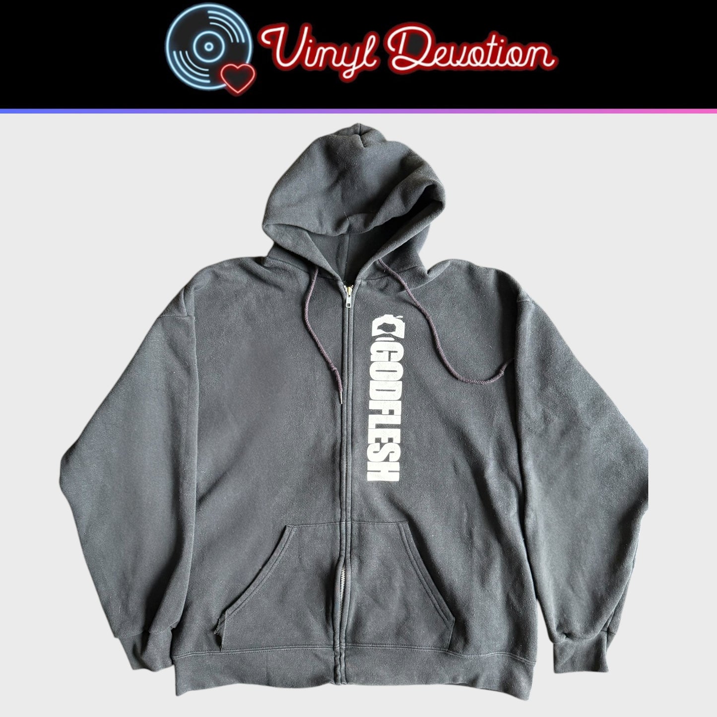 Godflesh Band Self Titled Y2K Vintage Zip Up Hoodie Size XL