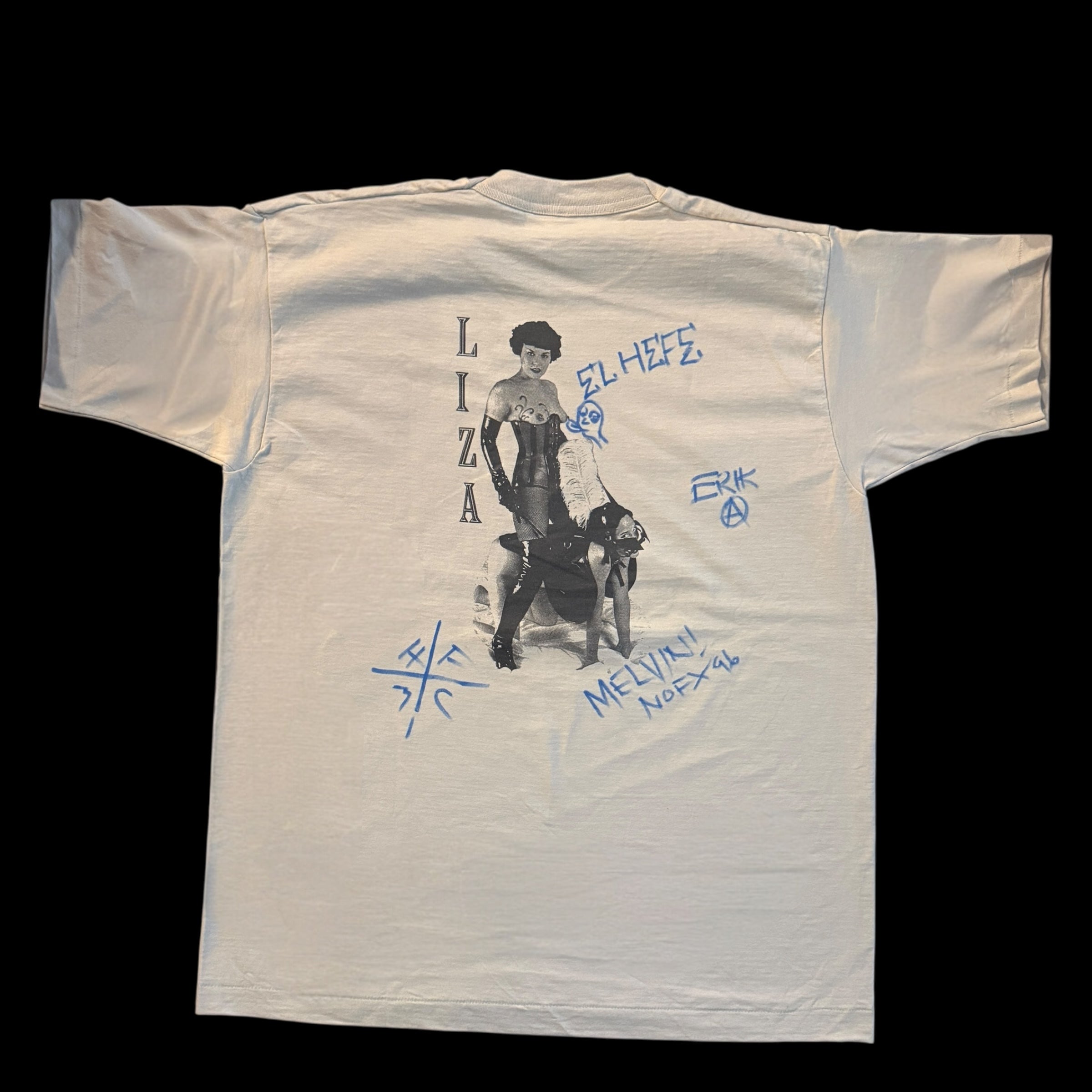NOFX Band Liza 1996 Vintage Tan T-Shirt Size XL SIGNED BY THE BAND