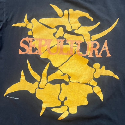 Sepultura Band Arise 1991 America Under Siege Tour Vintage Shirt Size L Single Stitch
