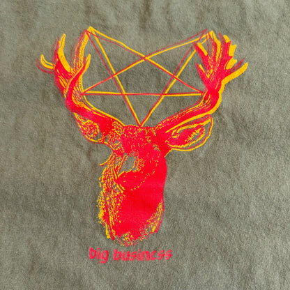 Big Business Band Pentagram Deer Green Vintage T-Shirt Size XL Karp Melvins The Whip