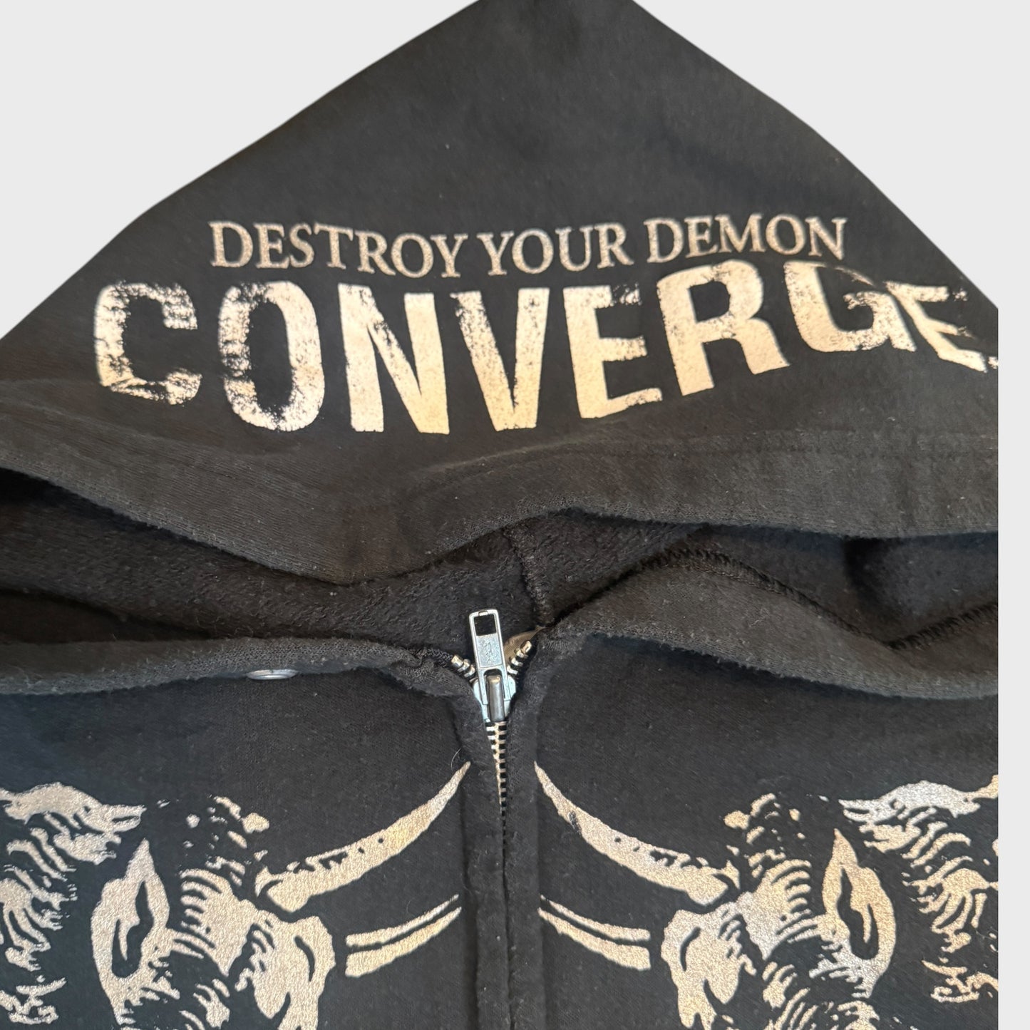 Converge Band Destroy Your Demon 2000s Vintage Ziip Up Hoodie Size XL
