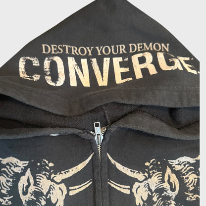 Converge Band Destroy Your Demon 2000s Vintage Ziip Up Hoodie Size XL
