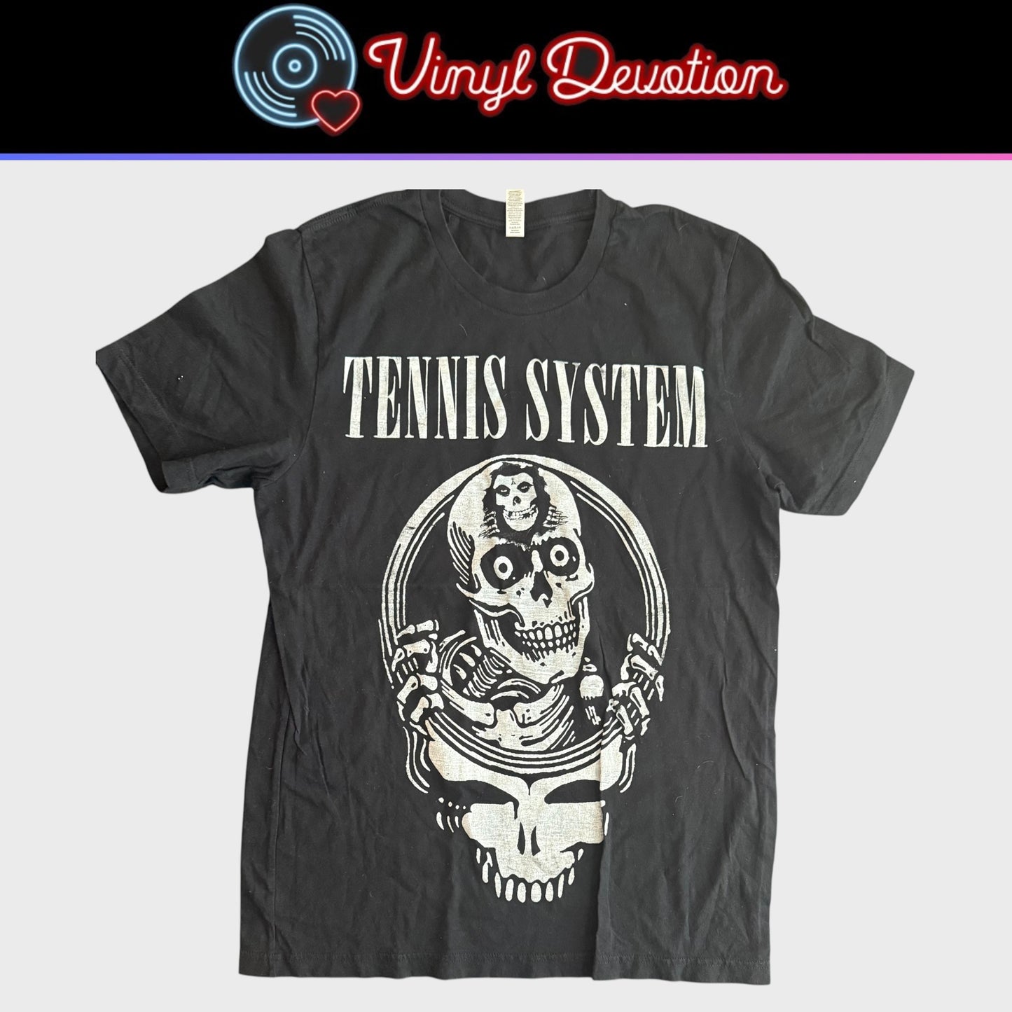Tennis System Band Misfits Grateful Dead Bones T-Shirt Size L Shoegaze Psych Rock