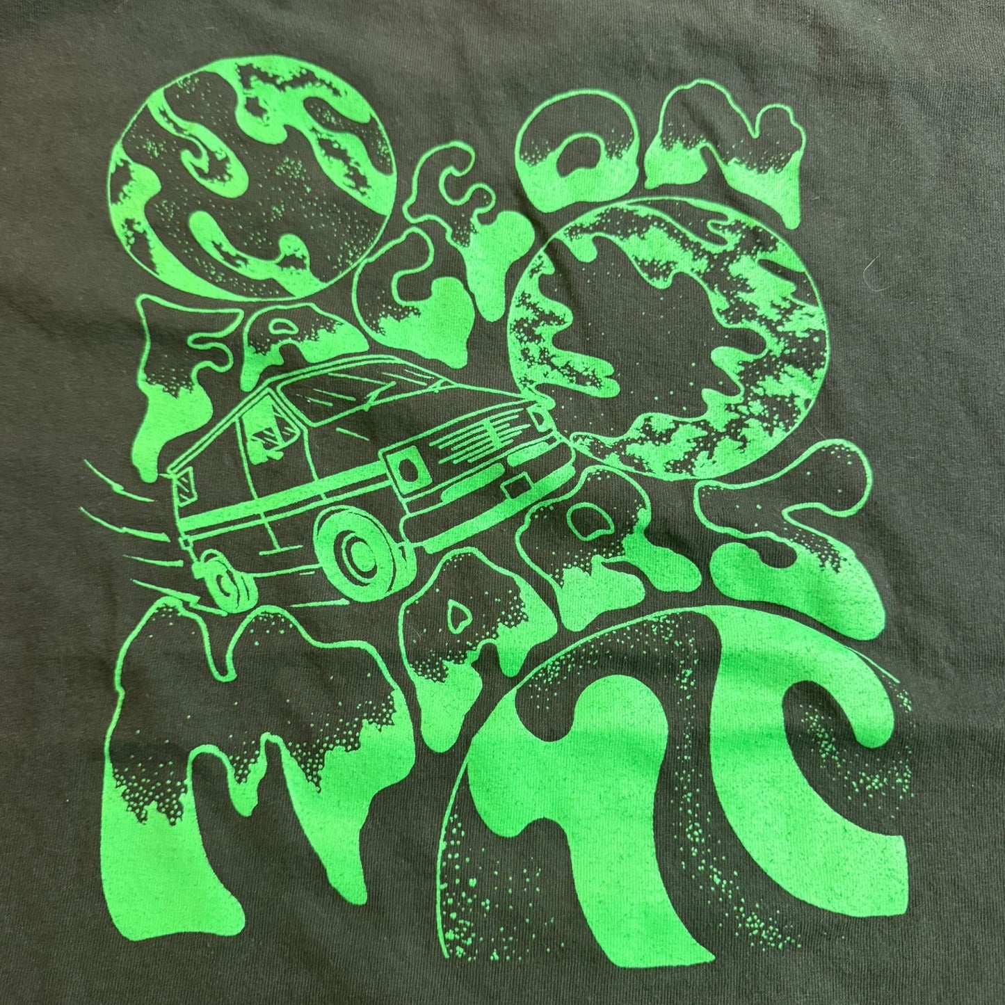 Face On Mars Psychedelic Band Green T-Shirt Size M