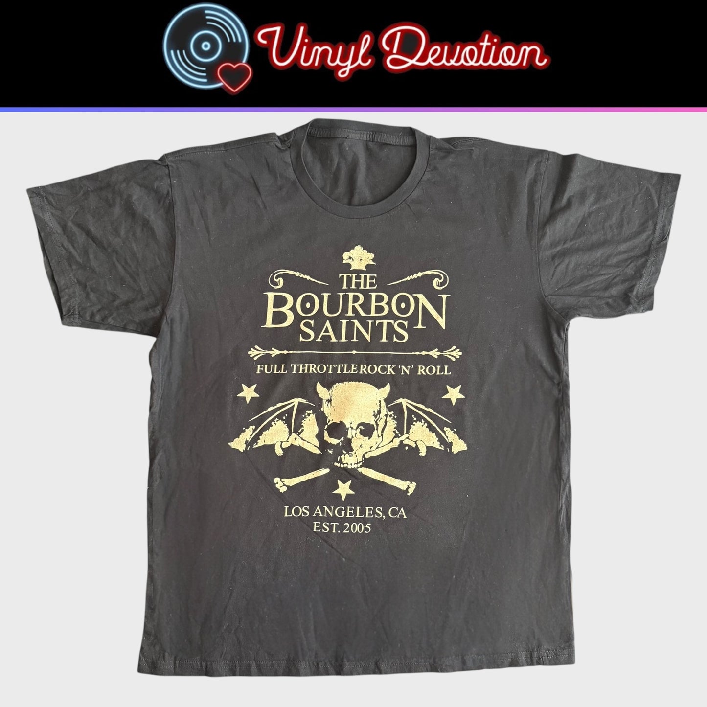 The Bourbon Saints Band Full Throttle Rock N Roll T-Shirt Size L