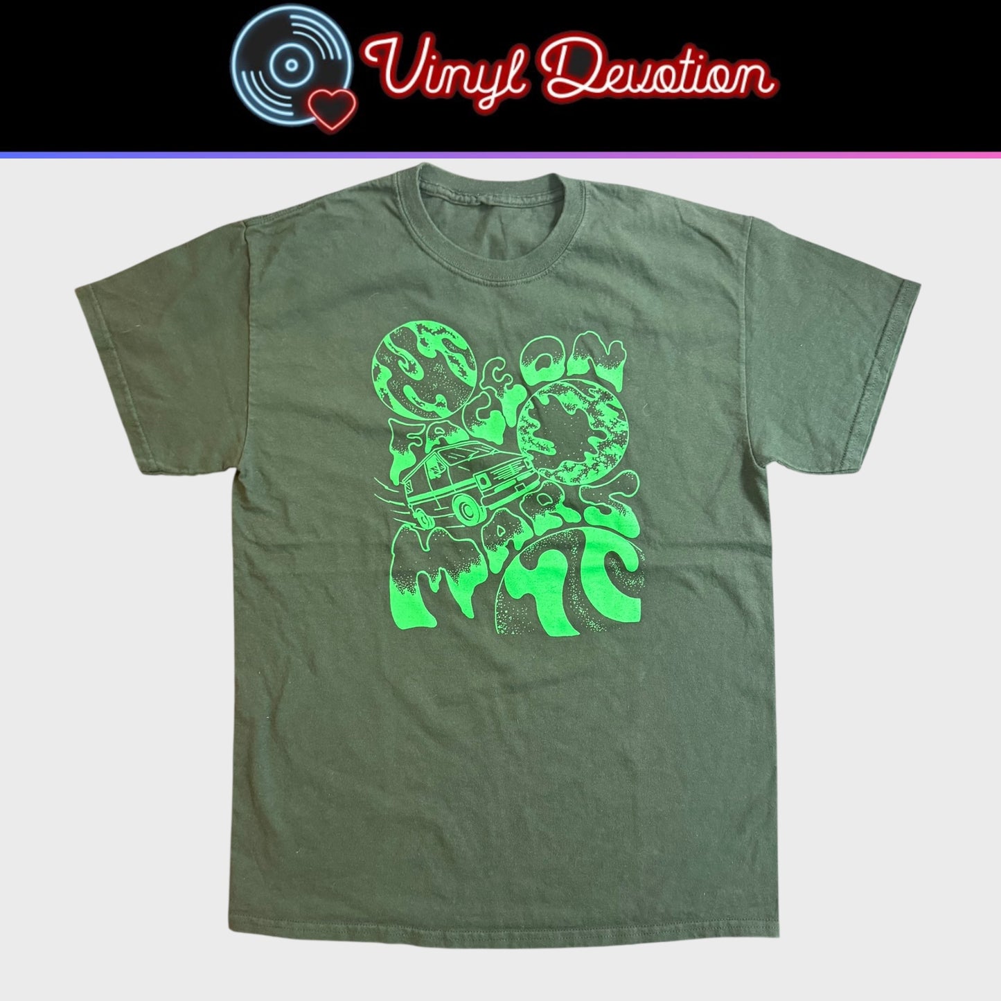 Face On Mars Psychedelic Band Green T-Shirt Size M