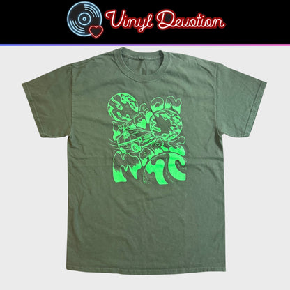 Face On Mars Psychedelic Band Green T-Shirt Size M