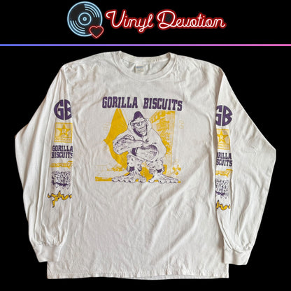 Gorilla Biscuits Band Hold Your Ground  White Long Sleeve T-Shirt Size XL