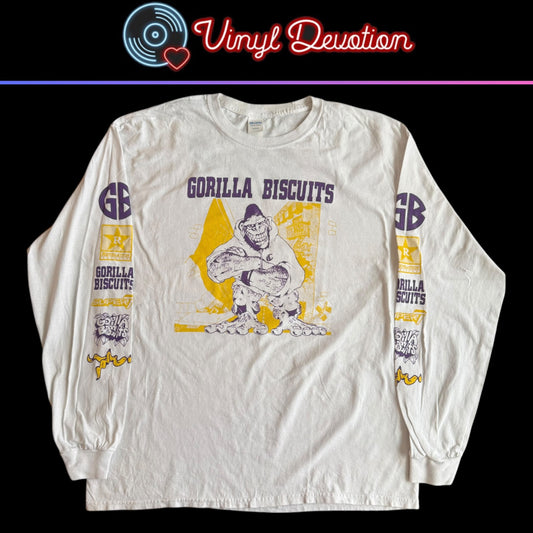 Gorilla Biscuits Band Hold Your Ground  White Long Sleeve T-Shirt Size XL