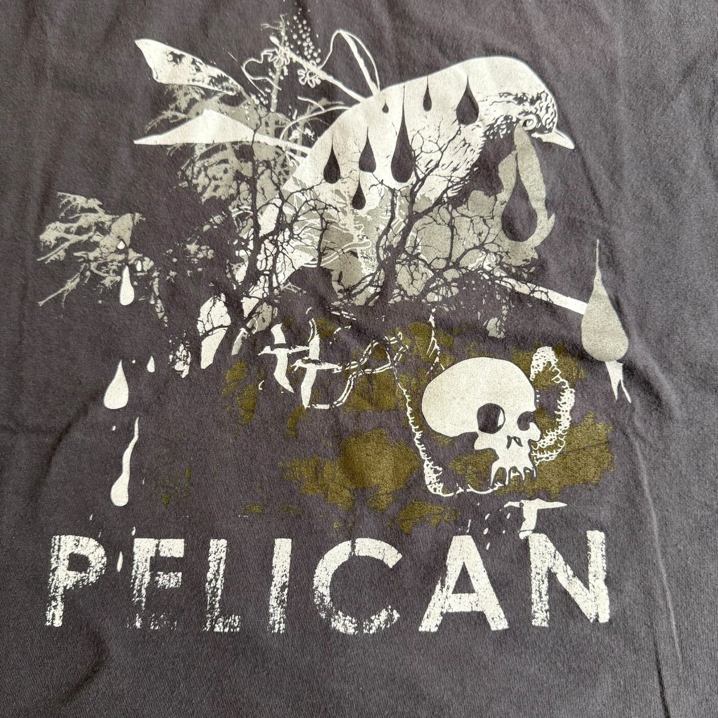 Pelican Band x Robotic Boot Bird + Skull Gray T-Shirt Size L