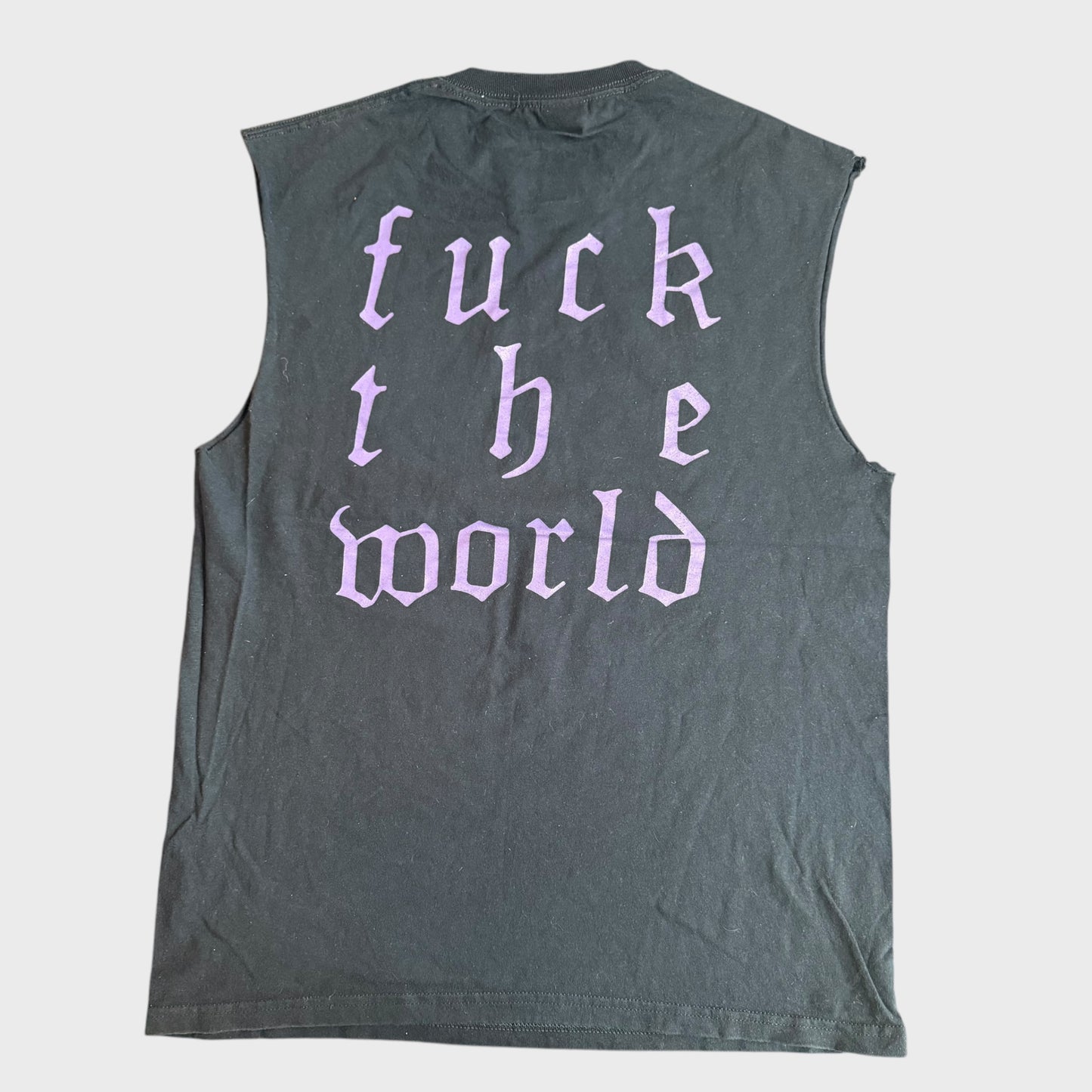 Expire Band Fuck The World Cut Sleeves T-Shirt Size M Hardcore
