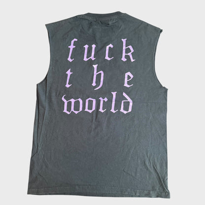 Expire Band Fuck The World Cut Sleeves T-Shirt Size M Hardcore