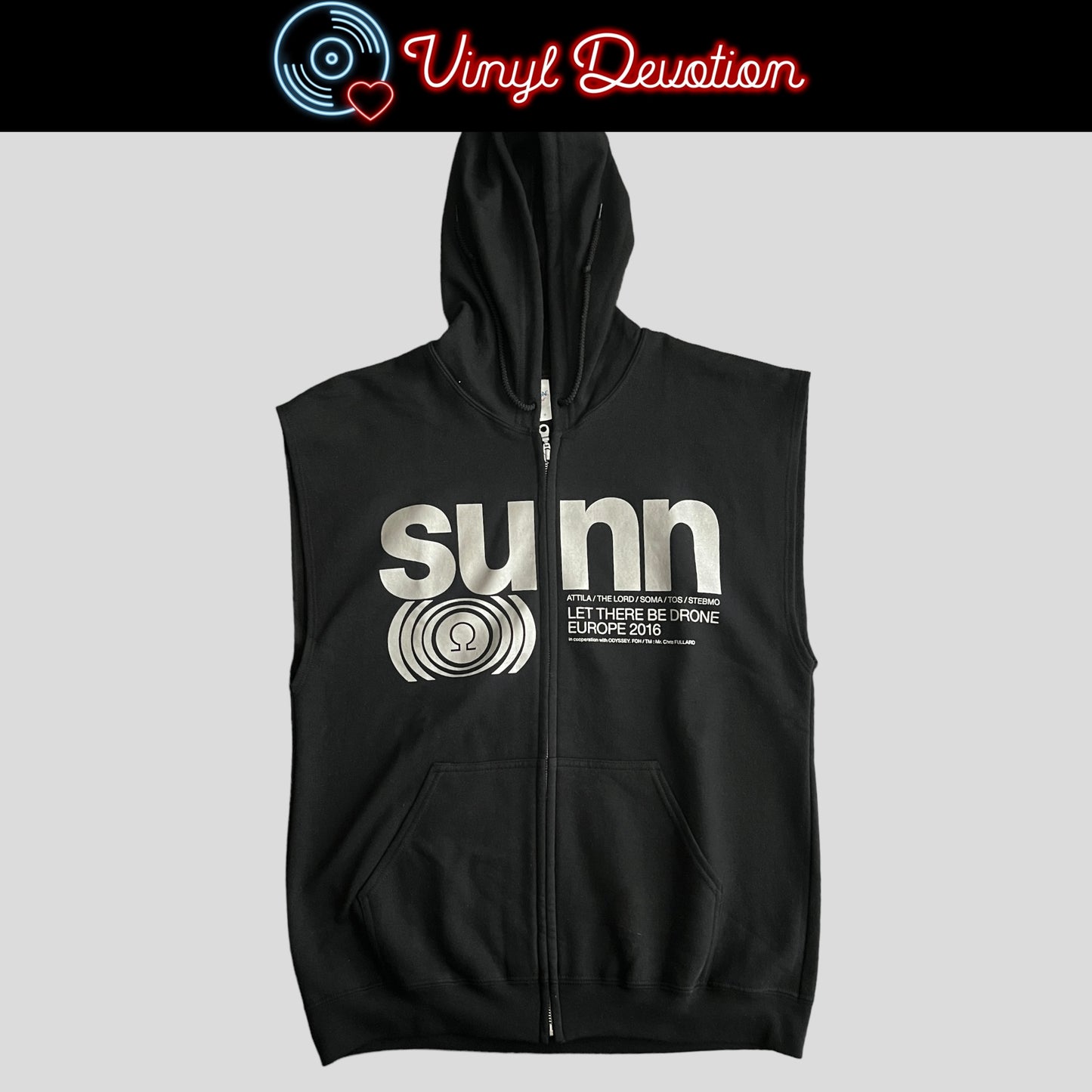 Sunn O))) Band Let There Be Drone 2016 Sleeveless Zip Up Hoodie Size L