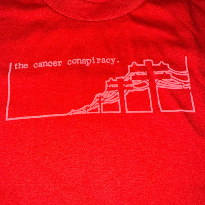 The Cancer Conspiracy Band Power Lines Red Vintage T-Shirt Size M Drowningman Deleted Arrows