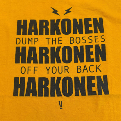 Harkonen Band Dump The Bosses Yellow 2001 Vintage T-Shirt Size M Helms Alee Botch