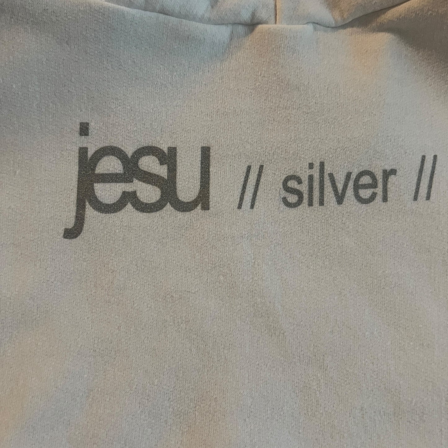 Jesu Band Silver White Pullover Hoodie Size L Godflesh Justin Broadrick