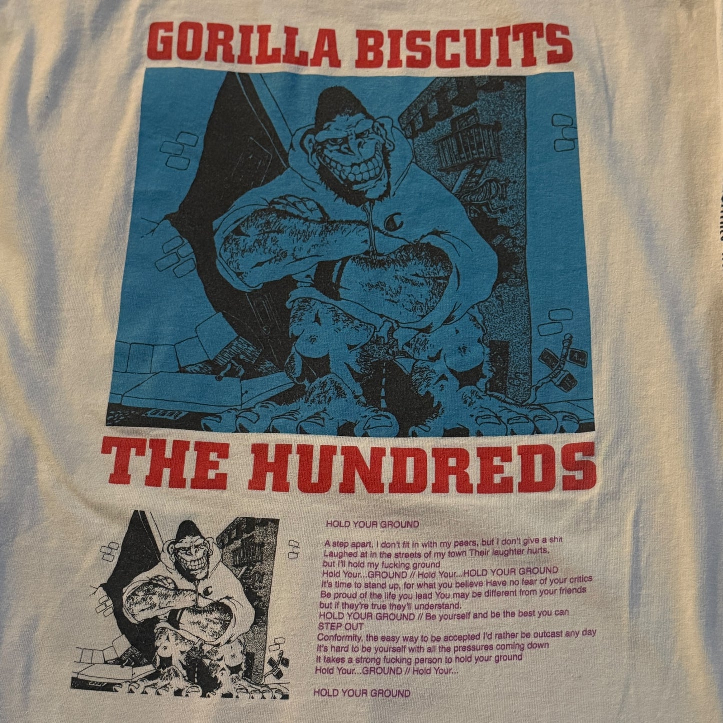 Gorilla Biscuits x The Hundreds White Long Sleeve T-Shirt Size XL NYHC
