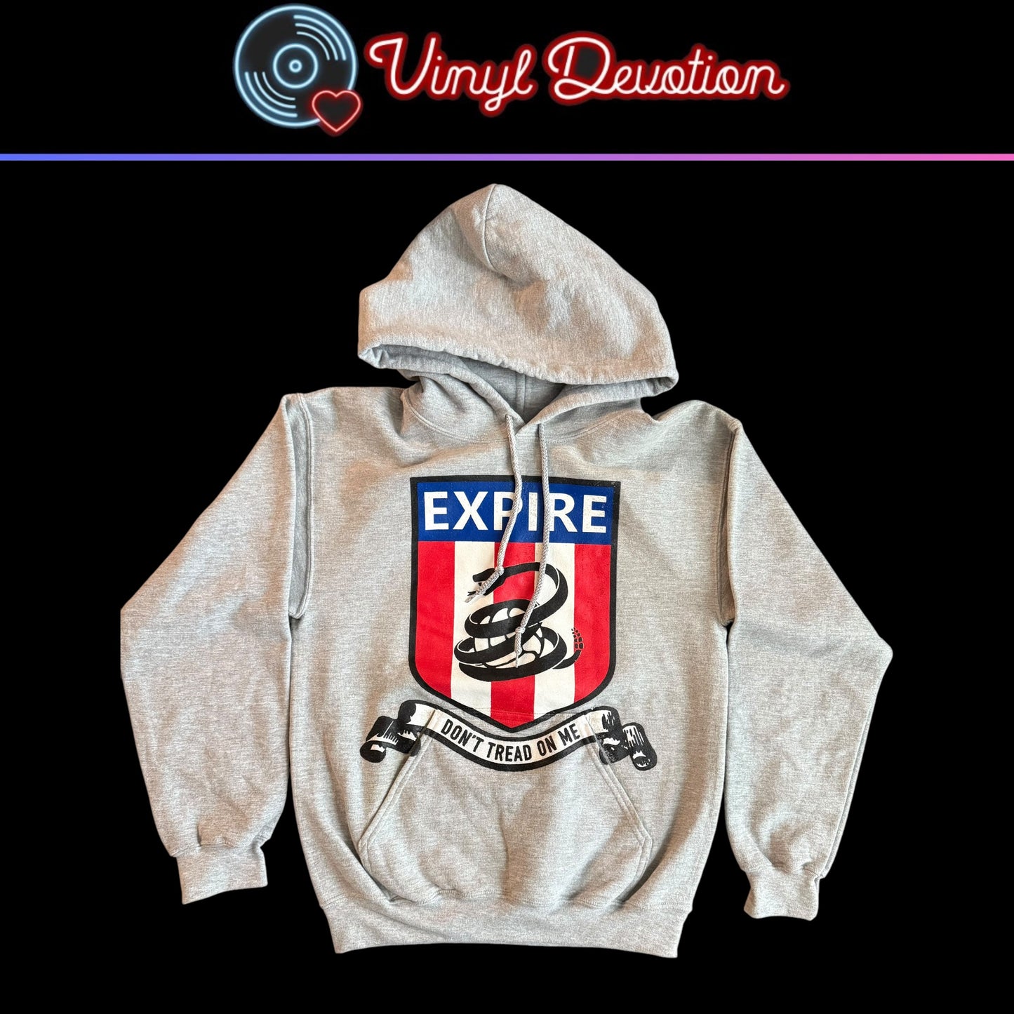 Expire Band Don't Tread On Me Gray Pullover Hoodie Size S Hardcore