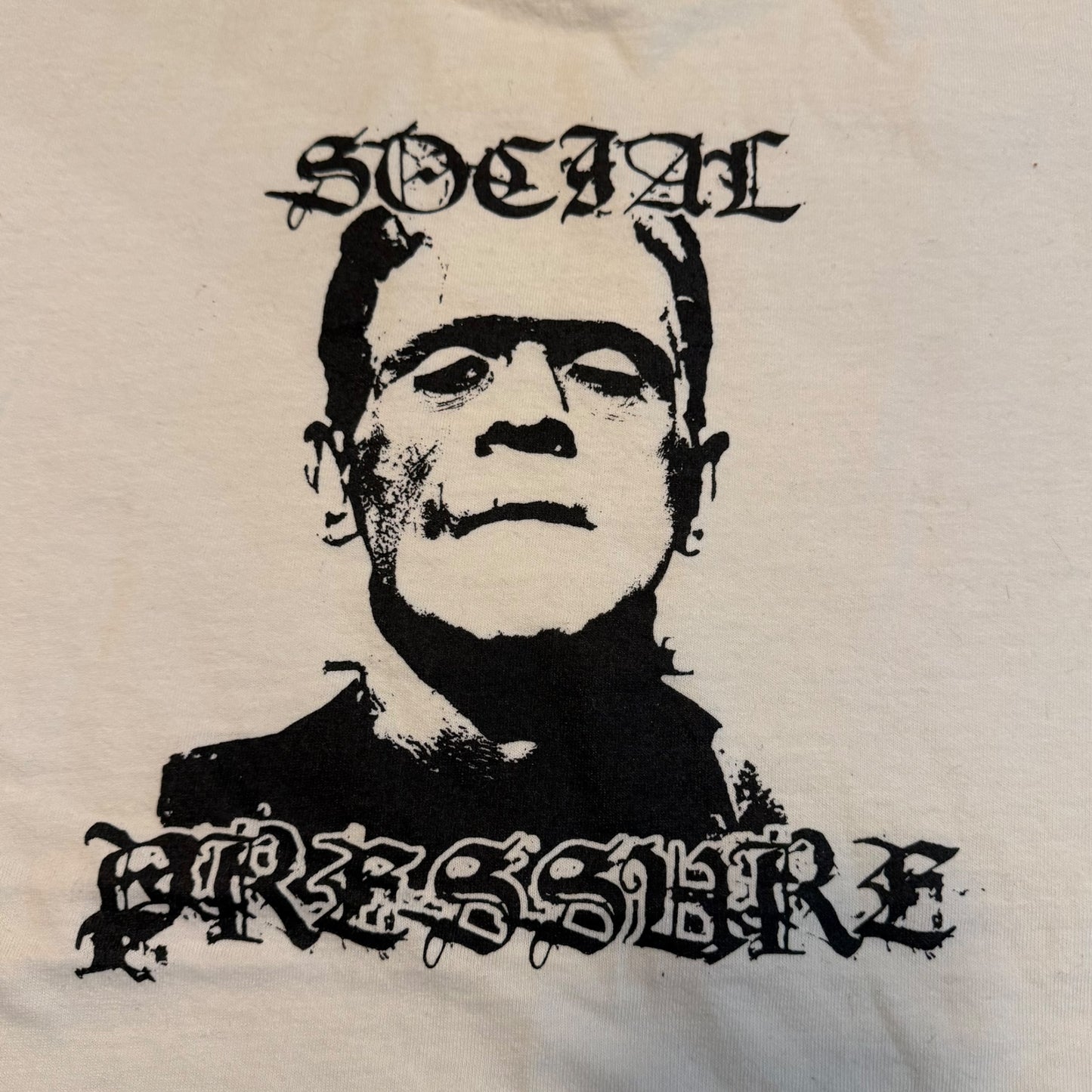 Social Pressure Hardcore Band Frankenstein White T-Shirt Size M