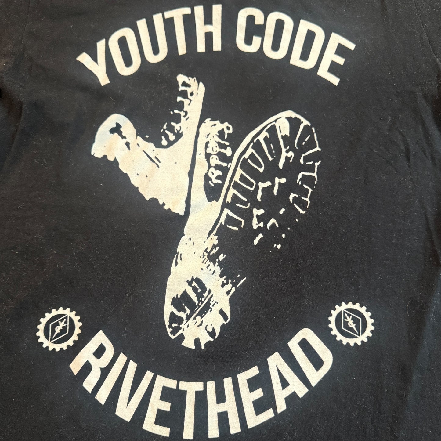 Youth Code Band Rivethead Black T-Shirt Size M Slim Fit