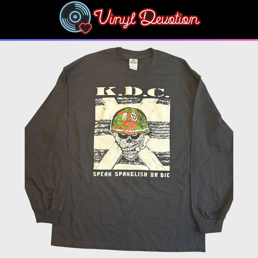 KDC Hardcore Speak Spanglish Or Die SOD Rip Long Sleeve T-Shirt Size XL Puerto Rico