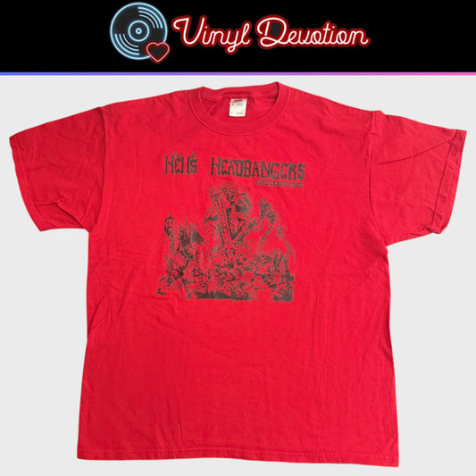 Hells Headbangers Record Label Vintage Red T-Shirt Size XL Acid Witch Mortician Incantation