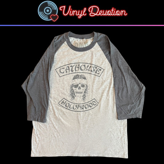 Riki Rachtman's World Famous Cathouse Raglan T-Shirt Size L Los Angeles Venue